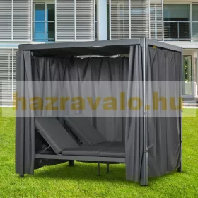   Luxus pergola nyugággyal kerti pavilon kerti napozóágy függönyökkel baldachin