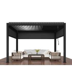   Lamellás alumínium pergola 3x3 méter árnyékoló nyitható tetővel kerti pavilon antracit szín