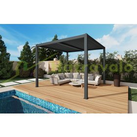   Lamellás alumínium pergola 3x3 méter árnyékoló nyitható tetővel kerti pavilon antracit szín