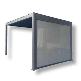 Belátágátló lamellás aluminium pergolához 4 méteres szélgogó árnyékoló szürke szín a hosszú oldalra