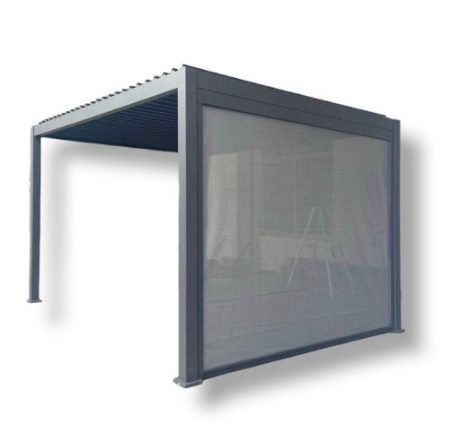 Privacy screen for slatted aluminum pergola, 4-meter wind deflector shade gray color on the long side