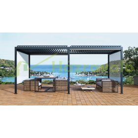 Belátágátló lamellás aluminium pergolához 4 méteres szélgogó árnyékoló szürke szín a hosszú oldalra