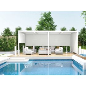   Lamellás aluminium pergola 6x3 méter árnyékoló nyitható tetővel kerti pavilon fehér szín