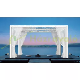   Lamellás aluminium pergola 6x3 méter árnyékoló nyitható tetővel kerti pavilon fehér szín