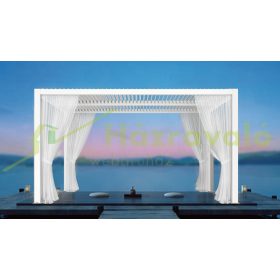   Lamellás aluminium pergola 6x3 méter árnyékoló nyitható tetővel kerti pavilon fehér szín