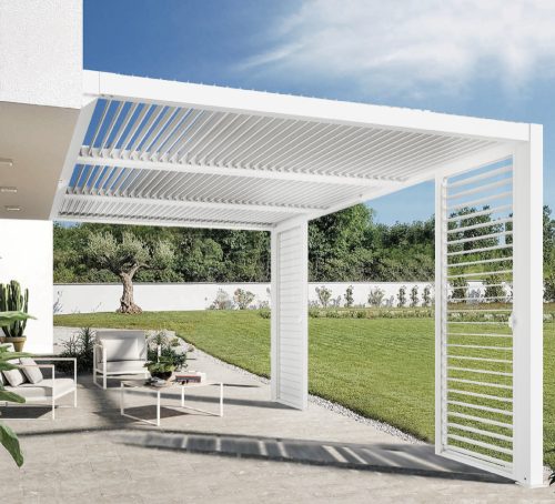 Side privacy lamella for aluminum pergola, 1 meter wide, gray color