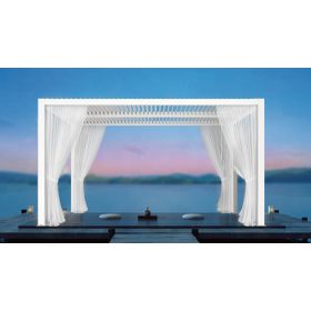 Oladlsó függöny belátágátló 3x3 m lamellás aluminium pergolához mind a 4 oldalra cipzárral rögzíthető