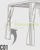 Side curtain for privacy-blocking 3x4 m slatted aluminum pergola can be fastened on all 4 sides with zippers
