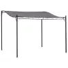 Terasztető 297x297 cm falhoz rögzíthető pergola fém vázas, UV-álló, vízlepergető poliészter tetővel, ívelt kialakítással, szürke