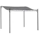 Terasztető 297x297 cm falhoz rögzíthető pergola fém vázas, UV-álló, vízlepergető poliészter tetővel, ívelt kialakítással, szürke