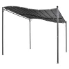 Terasztető 297x297 cm falhoz rögzíthető pergola fém vázas, UV-álló, vízlepergető poliészter tetővel, ívelt kialakítással, szürke