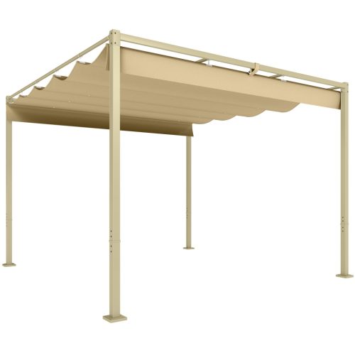 Pergola 300x300 cm pergola behúzható tetővel UPF30+ UV-védelemme fém vázzal