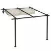 Pergola 300x300 cm falhoz rögzíthető pergola kihúzható tetővel UV-védett, vízlepergető, alumínium vázas kerti pavilon, krémfehér