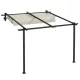Pergola 300x300 cm falhoz rögzíthető pergola kihúzható tetővel UV-védett, vízlepergető, alumínium vázas kerti pavilon, krémfehér