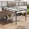Pergola 300x300 cm falhoz rögzíthető pergola kihúzható tetővel UV-védett, vízlepergető, alumínium vázas kerti pavilon, krémfehér
