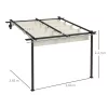 Pergola 300x300 cm falhoz rögzíthető pergola kihúzható tetővel UV-védett, vízlepergető, alumínium vázas kerti pavilon, krémfehér