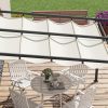Pergola 300x300 cm falhoz rögzíthető pergola kihúzható tetővel UV-védett, vízlepergető, alumínium vázas kerti pavilon, krémfehér