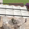 Pergola 300x300 cm falhoz rögzíthető pergola kihúzható tetővel UV-védett, vízlepergető, alumínium vázas kerti pavilon, krémfehér