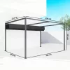 Szabadon álló pergola 300x200 cm állítható tetővel, UV- és vízlepergető fedéssel, porszórt fém vázzal, fekete-szürke