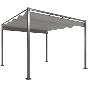   Pergola 300x300 cm szabadon álló behúzható tetővel UPF30+ UV-védelemmel fém vázzal szürke 