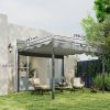 Pergola 300x300 cm szabadon álló behúzható tetővel UPF30+ UV-védelemmel fém vázzal szürke 