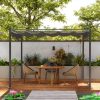 Pergola 300x300 cm szabadon álló behúzható tetővel UPF30+ UV-védelemmel fém vázzal szürke 