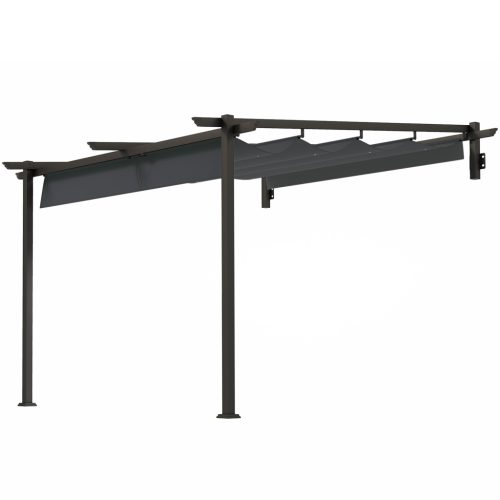 Pergola 300x300 cm falhoz rögzíthető pergola állítható tetővel szélálló kivitel, sötétszürke