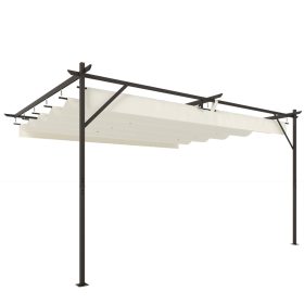   Pergola 400x300 cm falhoz rögzíthető pergola tolótetővel UV30+ védelem, krémfehér