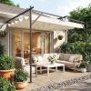 Pergola 400x300 cm falhoz rögzíthető pergola tolótetővel UV30+ védelem, krémfehér