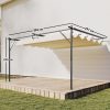 Pergola 400x300 cm falhoz rögzíthető pergola tolótetővel UV30+ védelem, krémfehér