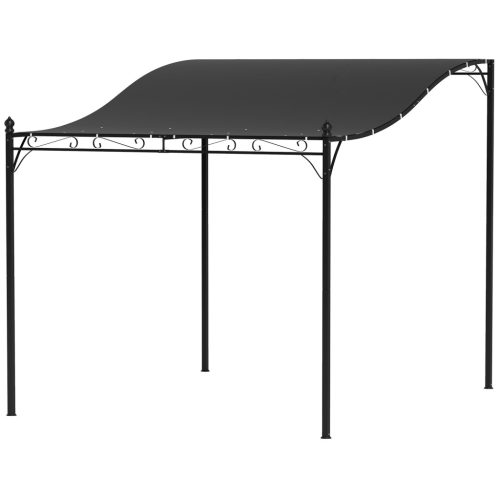 Pergola 250x300 cm falhoz rögzíthető vízlepergető tetővel, 16 vízelvezető nyílással, porszórt fém vázzal, sötétszürke