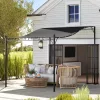 Pergola 250x300 cm falhoz rögzíthető vízlepergető tetővel, 16 vízelvezető nyílással, porszórt fém vázzal, sötétszürke