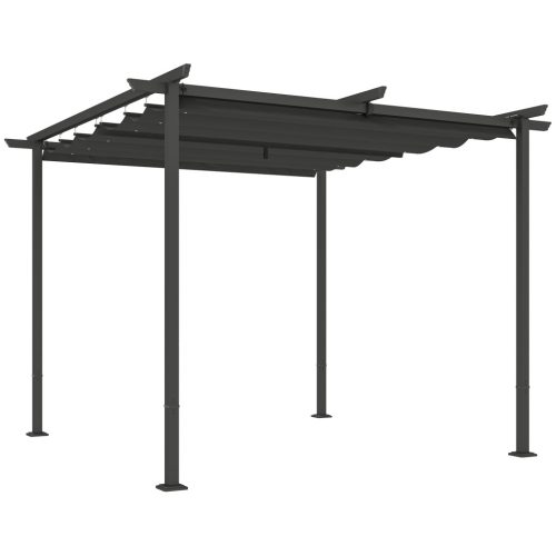Pergola 300x300 cm pergola állítható tetővel UPF30+ UV-védelemmel fém vázzal, sötétszürke 