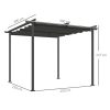 Pergola 300x300 cm pergola állítható tetővel UPF30+ UV-védelemmel fém vázzal, sötétszürke 