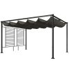 Pergola 387x297 cm terasztető tolótetővel 2 betekintést gátló szúnyoghálóval, UV 50+ sötétszürke