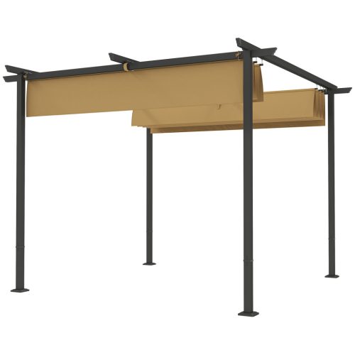 Pergola 300x300 cm pergola állítható tetővel UPF30+ UV-védelemmel porszórt fém vázzal, bézs