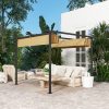 Pergola 300x300 cm pergola állítható tetővel UPF30+ UV-védelemmel porszórt fém vázzal, bézs