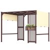 Pergola 300x250 cm pavilon beépített növénytartóval UPF30+ UV-védelem, állítható csúszótető, sötétbarna
