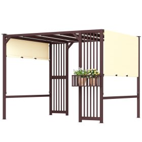   Pergola 300x250 cm pavilon beépített növénytartóval UPF30+ UV-védelem, állítható csúszótető, sötétbarna