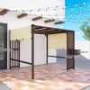 Pergola 300x250 cm pavilon beépített növénytartóval UPF30+ UV-védelem, állítható csúszótető, sötétbarna