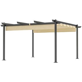   Pergola 390x390 cm állítható tetős alumínium pergola UPF30+ UV-védelemmel bézs 
