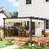 Pergola 390x390 cm állítható tetős alumínium pergola UPF30+ UV-védelemmel bézs 