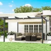 Pergola 390x390 cm állítható tetős alumínium pergola UPF30+ UV-védelemmel bézs 