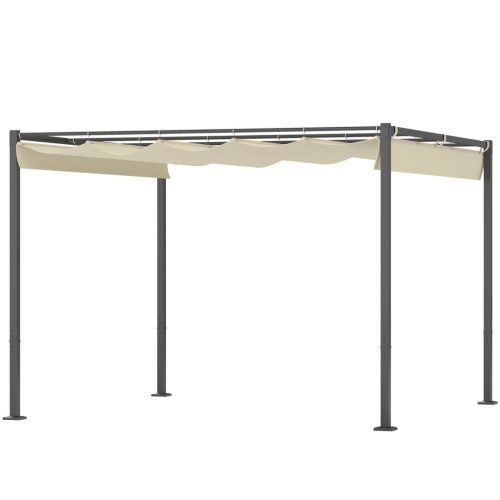 Pergola 300x300 cm pergola behúzható tetővel UPF30+ UV-védelemmel fém vázzal bézs 