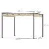 Pergola 300x300 cm pergola behúzható tetővel UPF30+ UV-védelemmel fém vázzal bézs 