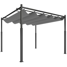   Szabadon álló pergola tolótetővel 300x300 cm UPF30+ UV-védett baldachinnal szürke