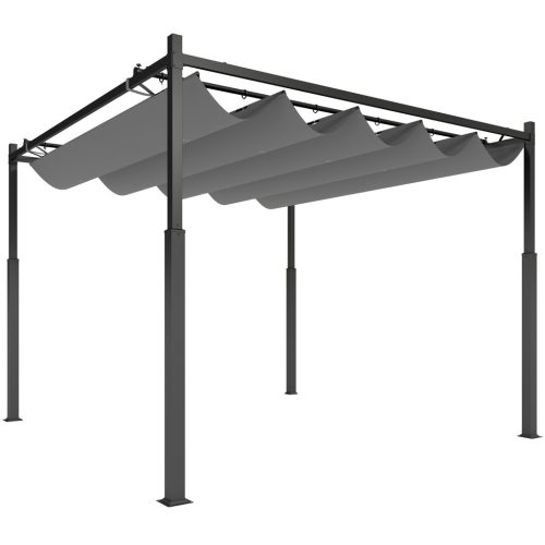 Szabadon álló pergola tolótetővel 300x300 cm UPF30+ UV-védett baldachinnal szürke