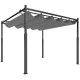 Szabadon álló pergola tolótetővel 300x300 cm UPF30+ UV-védett baldachinnal szürke