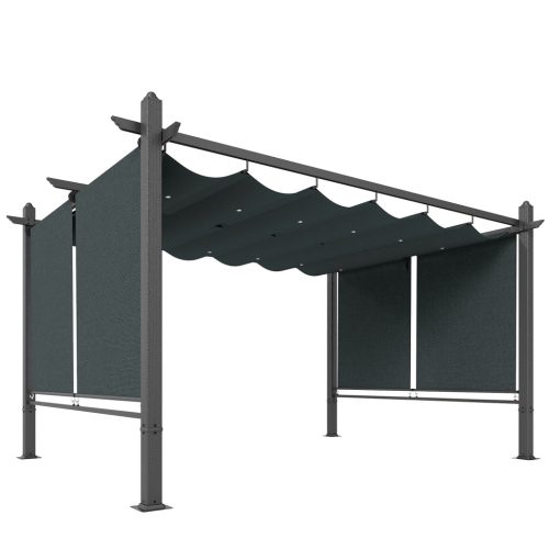 Alumínium pergola 300x400 cm tolótetővel és automata rolókkal UV50+ védelem, sötétszürke