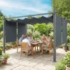 Alumínium pergola 300x400 cm tolótetővel és automata rolókkal UV50+ védelem, sötétszürke